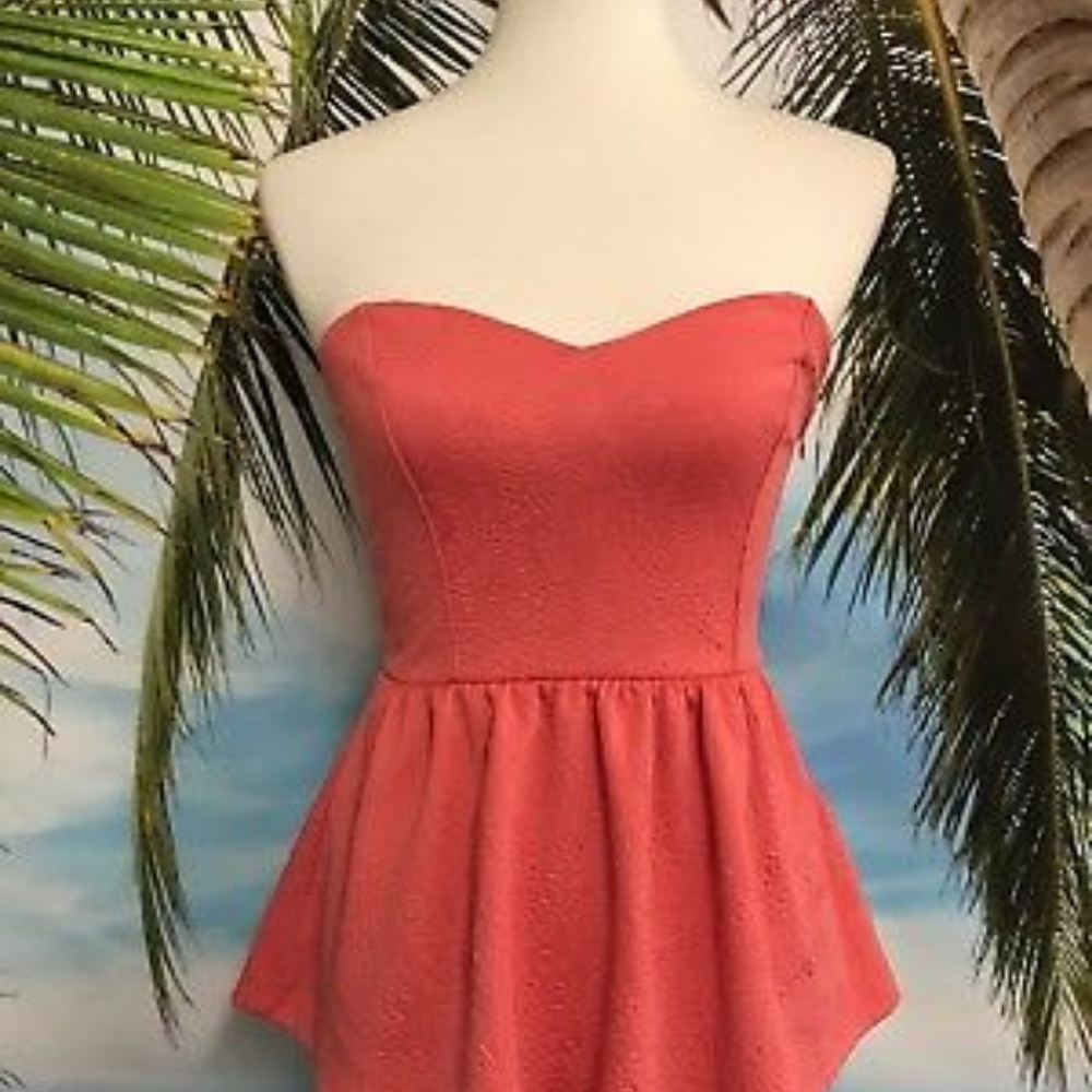 Urban Outfitters Pins & Needles Coral Peplum Top